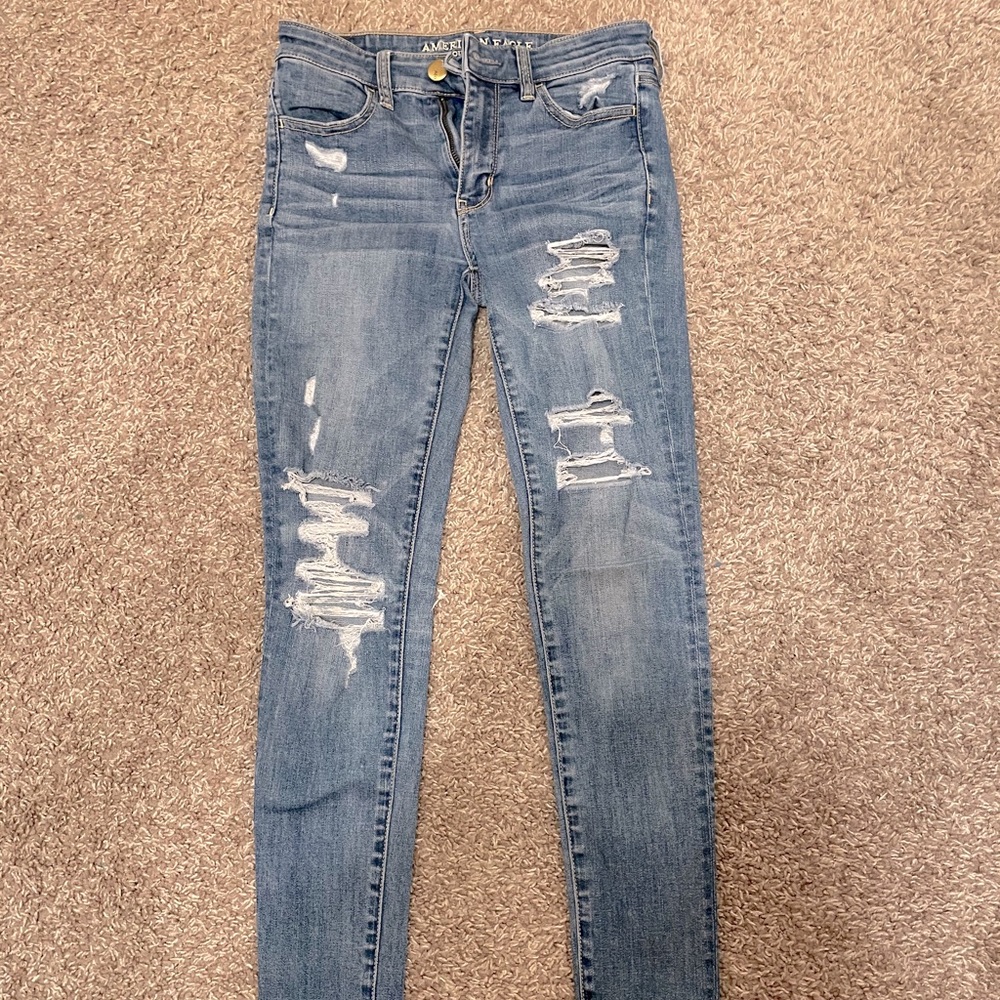 American Eagle High Waisted Ripped Jeans